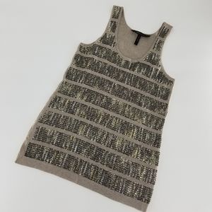 BCBG Maxazria Silk/Cotton Sequin Round Neck Top